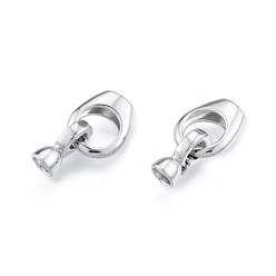 Платинированный Латунь раз по сравнению с застежками, без кадмия, без никеля и без свинца, овальные, Реальная платина, застежка : 12.5x7x5.5 mm, внутренний диаметр: 3.8x1.2 мм, овальный : 13.5x11.5x4.5 mm