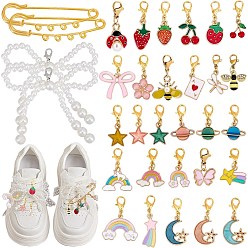 (52) Непрозрачная лаванда 32шт 9 стили сплав эмаль подвеска украшение, Подвески с застежками-когтями омара для украшения сумок, 30 мм