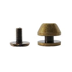 Античная Бронза Латунная ретро-пряжка с заклепками и плоской головкой, античная бронза, 11x10 мм