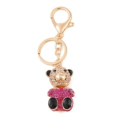 Medium Violet Red Zinc Alloy Rhinestone Keychain, Bear, Medium Violet Red, 11.25cm
