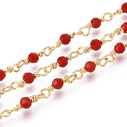 Малиновый Круглые стеклянные бусины из латуни ручной работы, с катушкой, пайки, реальный 18 k позолоченный, малиновый, 11~12.5x3~3.5 мм