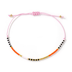 Черный Богемные стеклянные бисерные плетеные браслеты, украшения из полиэстеровой нити, плетеные для женщин, чёрные, 11.02 дюйм (28 см)