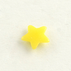 Yellow Pearlized Plated Opaque Glass Cabochons, Star, Yellow, 7.5x8x2mm