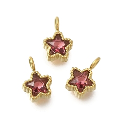 Звезда 304 подвески из микро-паве из нержавеющей стали с фианитами, золотые, звезда, 8.5x6x3 мм, отверстие : 1.8 мм