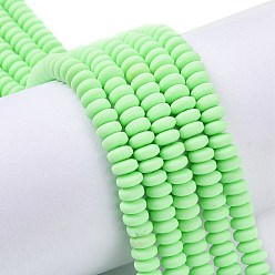 Бледно-Зеленый Полимерной глины ручной работы бисер нитей, для поделок ювелирных изделий, плоско-круглые, бледно-зеленый, 6~7x3 мм, отверстие : 1.5 мм, около 113~116 шт / нитка, 15.55 дюйм ~ 16.14 дюйм (39.5~41 см)