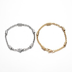 (52) Непрозрачная лаванда 304 трос из нержавеющей стали цепи браслеты, бисером труб и омаров коготь застежками, разноцветные, 7-5/8 дюйм (195 мм), 3 мм