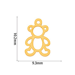 Golden Stainless Steel Charms, Laser Cut, Bear Charm, Golden, 10.2x9.3mm