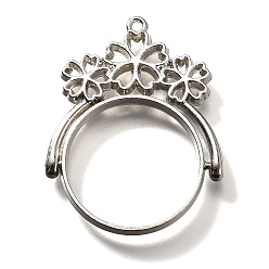 Платина Подвесные подвески из сплава, для diy уф смолы, эпоксидная смола, без кадмия, без никеля и без свинца, плоские круглые с цветком, платина, 39x30x3.5 мм, отверстие : 1.6 мм