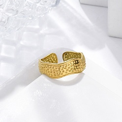 Золотой Текстурированная волна 304 открытые манжеты из нержавеющей стали для женщин, золотые, регулируемый, 7 мм