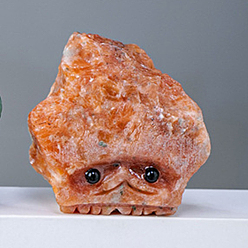 Солнечный Камень Украшения дисплея скульптуры из натурального солнечного камня, для домашнего офисного стола, еж, 48~55x38~45 мм