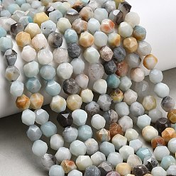 Flower Amazonite Натуральный цветок амазонитовые бусины пряди, граненые, звезды вырезать круглые бусы, 6.5~8.5x6.5~7.5x6.5~7.5 мм, отверстие : 1 мм, около 52 шт / нитка, 14.96'' (38 см)