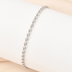 Платина Латунные браслеты-цепочки с символом бесконечности для женщин, долгоиграющий, гальваническое покрытие стеллажа, без свинца и без кадмия, платина, 7.13 дюйм (18.1 см)