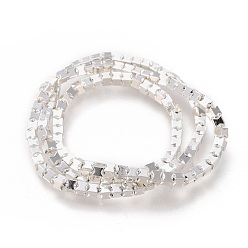 Silver Plated Electroplated Non-magnetic Synthetic Hematite Beads Strands, Long-Lasting Plated, Silver Plated, 3x3mm, Hole: 1mm, about 131~133pcs/strand, 15.75 inch(40cm)