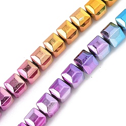 (52) Непрозрачная лаванда Гальванические нити из синтетических немагнитных гематитовых бусин, граненые, бусины-кубы с настольной огранкой, разноцветные, 5.5~6x5.5~6x5.5~6 мм, отверстие : 0.8 мм, около 65 шт / нитка, 14.69'' (37.3 см)