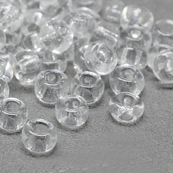 Clear 8/0 Grade A Round Glass Seed Beads, Transparent Colours, Clear, 8/0, 3x2mm, Hole: 1mm, about 10000pcs/bag
