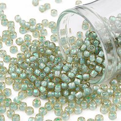 (952) Inside Color AB Light Topaz/Sea Foam Lined TOHO Round Seed Beads, Japanese Seed Beads, (952) Inside Color AB Light Topaz/Sea Foam Lined, 8/0, 3mm, Hole: 1mm, about 1110pcs/50g