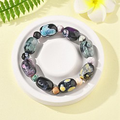 (224) Цвет бронзы Олимп внутри цвета Браслеты из натуральных огненных агатов с потрескивающими бусинами, баррель, внутренний диаметр: 2-1/4 дюйм (5.8 см)