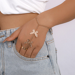 Золотой Сплав цепи кольцо браслет, подвеска-бабочка для женщин, золотые, 180~250 мм