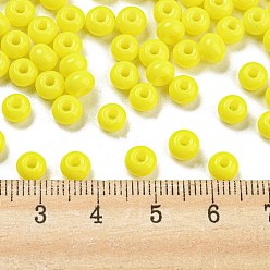 Yellow Imitation Jade Glass Seed Beads, Luster, Baking Paint, Round, Yellow, 5.5x3.5mm, Hole: 1.5mm