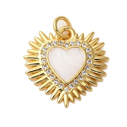 Настоящее золото 18K Стойка металлическая латунная микропрофилированная кубическая циркония подвески, Эмаль стиле, без кадмия и без свинца, долговечный, сердце, реальный 18 k позолоченный, 18x18x2.5 мм, отверстие : 3 мм