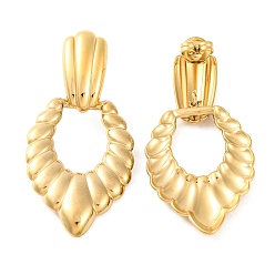 Настоящее золото 14K Ионное покрытие (ip) 304 Серьги-гвоздики из нержавеющей стали с подвесками, овальные, реальный 14 k позолоченный, 46x22 мм
