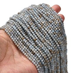 Ангелит Натуральные ангельские бусины, граненые круглые, 3.5 мм, отверстие : 0.6 мм, около 107 шт / нитка, 14.41~15.08'' (36.6~38.3 см)