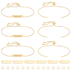 Золотой Набор для самостоятельного изготовления браслета из латунных звеньев в форме прямоугольника, золотые, 5~120x5~21x0.7~1 мм, отверстие : 3.5x1 мм