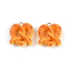 Food Подвески из смолы, искусственный хлеб, с железной платиной петлей, печенье в виде бабочки, 22x20.5x10 мм, отверстие : 2 мм