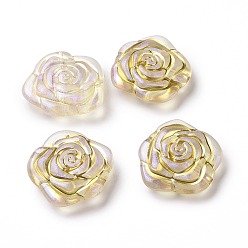 Clair AB Perles acryliques plaquées, métal doré enlaça, fleur, or, 28x29x10.5mm, Trou: 2mm, 110 pcs / 500 g