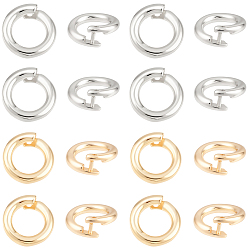 Platinum & Golden 20Pcs 2 Colors Brass Locking Jump Rings, Open Round, Platinum & Golden, 8x1.5mm, 15 Gauge, Inner Diameter: 5mm, 10pcs/color