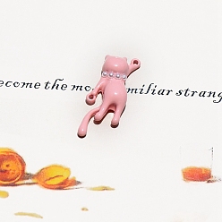 Pink 10шт. подвески-соединители из сплава, окрашенные в печной краской, кошка, розовые, 29x10 мм