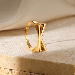 Letter K Регулируемые открытые манжеты из сплава, реальный 18 k позолоченный, Письмо K, внутренний диаметр: регулируемый