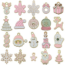 Mixed Shapes Рождественские эмали сплава подвески, разноцветные, золотые, разнообразные, 8.5~26x6.5~21x1.5~3.5 мм, отверстие : 1.6~2 мм, 20 шт / пакет