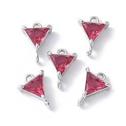 Треугольник Шармы-соединители из латуни с паве из кубического циркония, стойки покрытие, долговечный, без кадмия и без свинца, платина, треугольные, 9.5x7x3.5 мм, отверстие : 1 мм