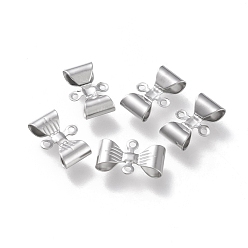 Нержавеющая Сталь Цвет Не тускнеют 304 соединители из нержавеющей стали, бантом, цвет нержавеющей стали, 8x12x3 мм, отверстие : 1 мм