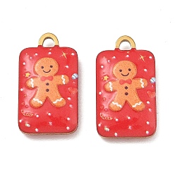 Gingerbread Man Рождественские принты 304 подвески из нержавеющей стали, с эмалью, ионное покрытие (ip), реальный 18 k позолоченный, прямоугольник с подвесками в виде пряничного человечка, 22x14.5x4 мм, отверстие : 2 мм