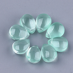 Medium Aquamarine Transparent Spray Painted Glass Charms, teardrop, Medium Aquamarine, 12x9x7mm, Hole: 1mm