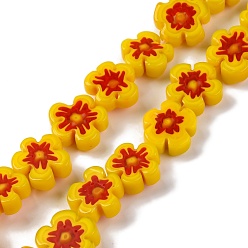 Золотистый Handmade millefiori lampwork beads strands, слива, золотые, 9.5x10.5x3.5 мм, отверстие : 0.8 мм, около 35 шт / нитка, 14.17'' (36 см)