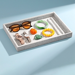 Серый Бархатные подносы для ювелирных изделий, органайзер для ювелирных изделий держатель для кольца, серьги, ожерелья, браслета, хранения, прямоугольные, серые, 35x24x3 см