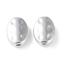 Argent Perles en alliage, plaqué longue durée, ovale, argenterie, 10x7x3.3mm, Trou: 1mm