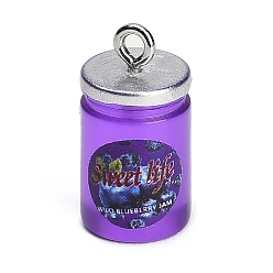 Purple Opaque Resin Pendants, with Platinum Iron Findings, Jam Jar Charms, Purple, 20x10x10.5mm, Hole: 1.8mm