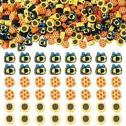 (52) Непрозрачная лаванда 90g бусины из полимерной глины ручной работы, пчелы/цветок/соты, разноцветные, 9~9.5x9~10.5x4~5 мм, отверстие : 2 мм