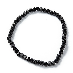 Schwarz Glasperlen Armbänder strecken, facettiert, Vieleck, Schwarz, Perlen: 3x4 mm, Innendurchmesser: 2 Zoll (5.2 cm)