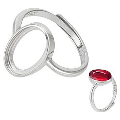 Платина 1pc 925 регулируемые компоненты кольца из стерлингового серебра, настройки овальных колец, 1Замшевая ткань из ПК, квадратная салфетка для полировки серебра, платина, лоток : 13x8 мм, 2.5 мм, внутренний диаметр: 16.8 мм