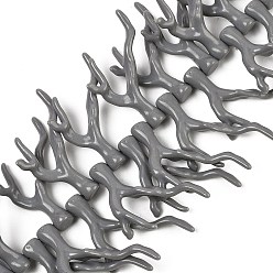 Серый Нити бусин из непрозрачного акрила, имитирующие кораллы, самородки, серые, 46~48x34~35x7~8 мм, отверстие : 1.4 мм, около 50 шт / нитка, 18.50'' (47 см)