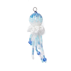 Алиса Синий Бисер бисерные подвески, подвеска в виде медузы, Алиса Блю, 65x17x19 мм, отверстие : 3 мм