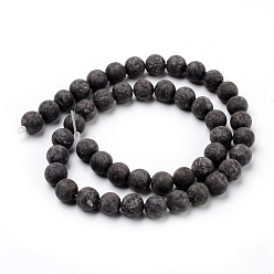 Snowflake Obsidian Natural Snowflake Obsidian Beads Strands, Frosted Style, Round, 6~6.5mm, Hole: 1mm, about 63pcs/strand, 15.5 inch