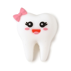 Другие Силиконовые бусины на тему стоматологии, фокусные бусы, белые, зуб, 25x20x16.5 мм, отверстие : 2.5 мм