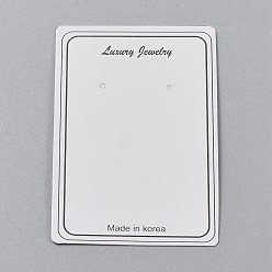 Слово Картонных карт дисплей ювелирных изделий, для подвешивания сережек и ожерелий, прямоугольные, белые, слово, 9x6x0.05 см, отверстия: 0.2 cm, 100 шт / пакет