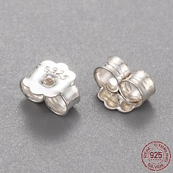 Silver 925 Sterling Silver Friction Ear Nuts, with 925 Stamp, Silver, 5x6x3mm, Hole: 0.8mm, about 110pcs/10g